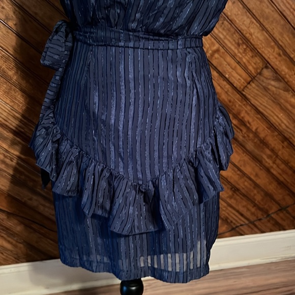 NASTY GAL Blue Ruffle One Shoulder Dress 8 - Picture 3 of 5